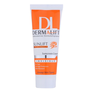 کرم ضدآفتاب بیرنگ درمالیفت مدل SPF50 حجم 40 میلیلیتر مناسب پوست چرب، ضدآب، محافظتکننده در برابر UVA و UVB، مرطوبکننده و ضد لک و پیری