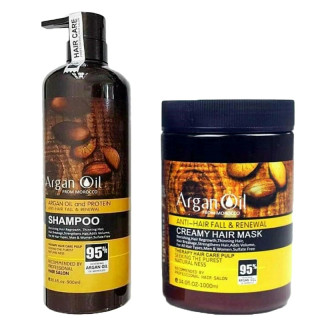 شامپو تقویتکننده و ترمیم کننده مو لایتنس مدل argan حجم 900 میلیلیتر به همراه ماسک مو لایتنس مدل argan oil حجم 1000 میلیلیتر